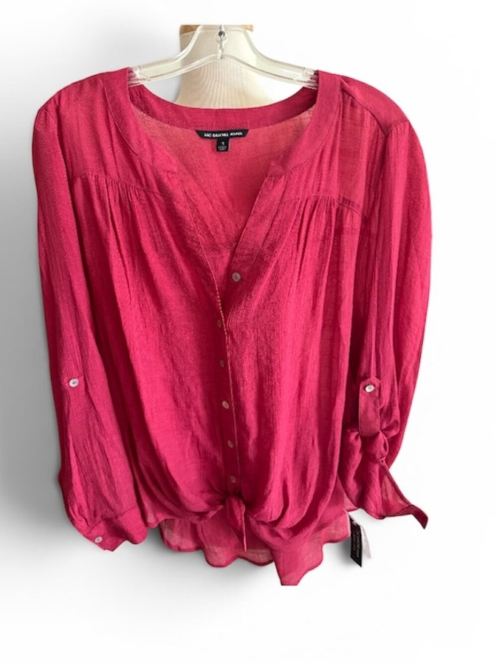 NWT Women's Zac & Rachel Button and Tie Front Blouse, 1X